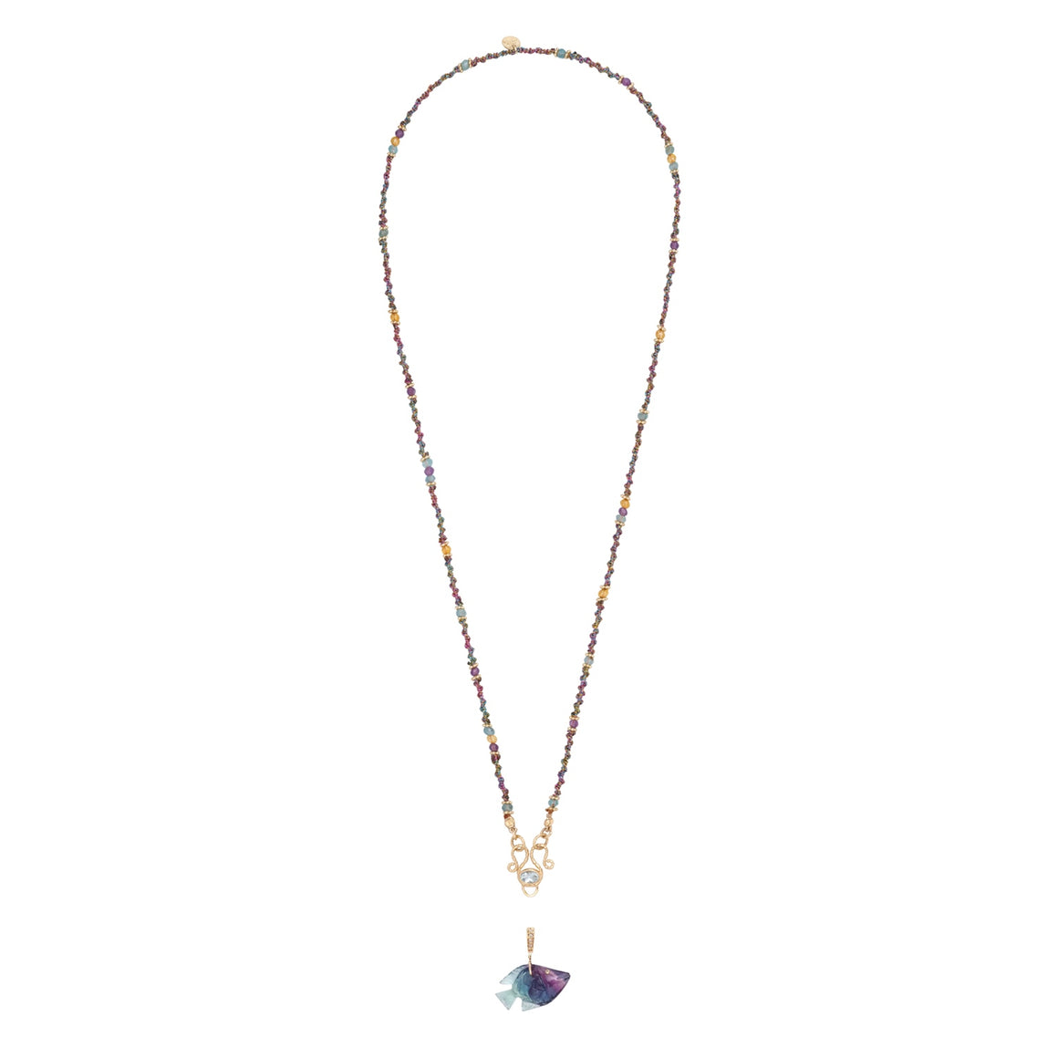TWIST Crocheted Cord Necklace for Charms – Multicolored, Topaz Clasp