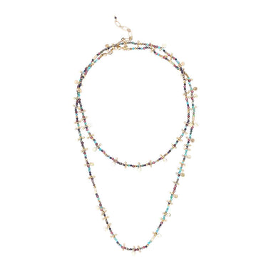 INDIRA Necklace, Turquoise, Garnet, Sunstone