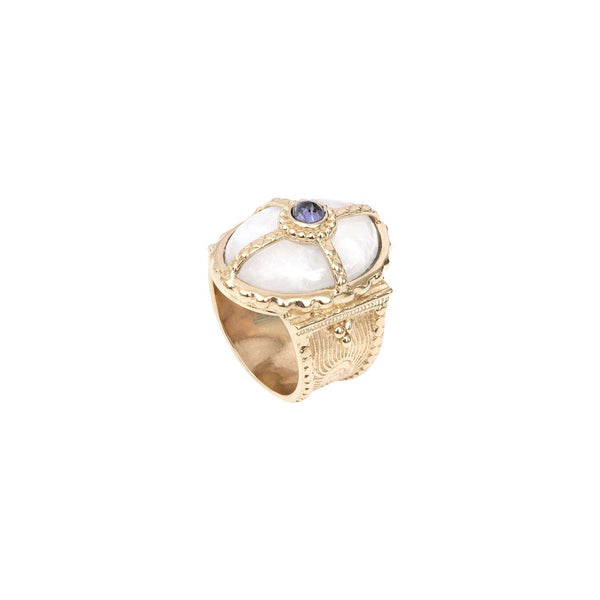 OCTAVE Moonstone Signet Ring, 24k Gold-Plated