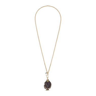 SEDNA Collier Poisson sculpté Labradorite, doré 24 cts