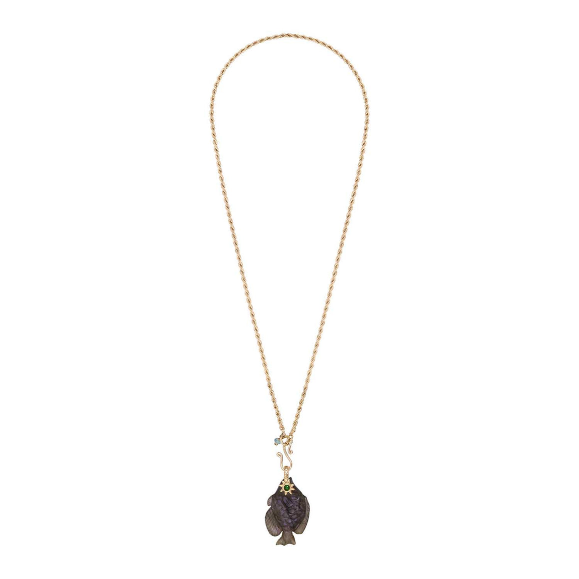 SEDNA Collier Poisson sculpté Labradorite, doré 24 cts
