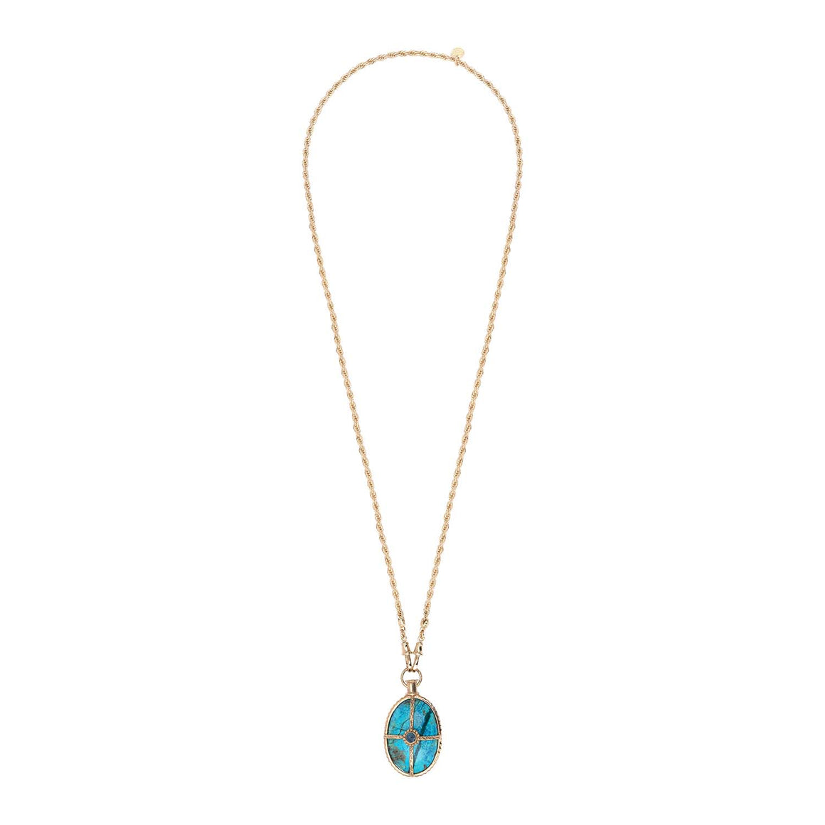 OCTAVE Chrysocolla Necklace on Swirl Chain, 24k Gold-Plated