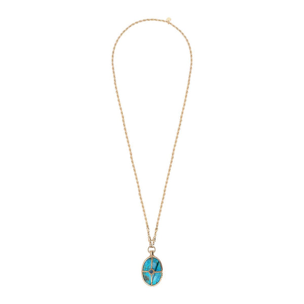 OCTAVE Chrysocolla Necklace on Swirl Chain, 24k Gold-Plated