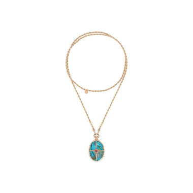 OCTAVE Chrysocolla Necklace on Swirl Chain, 24k Gold-Plated