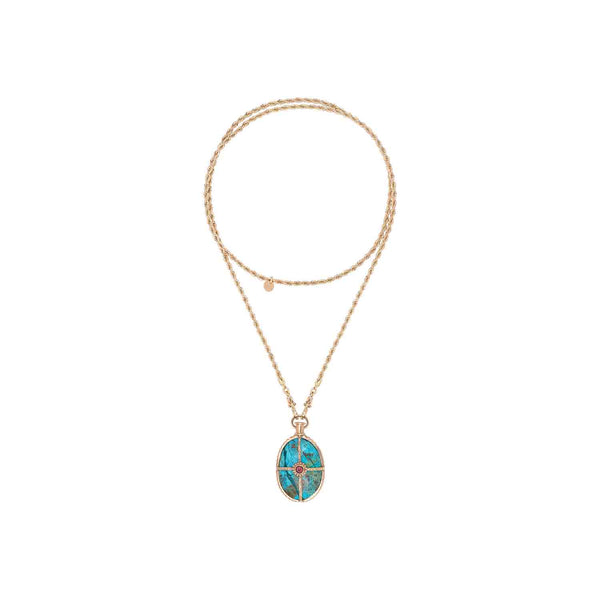 OCTAVE Chrysocolla Necklace on Swirl Chain, 24k Gold-Plated