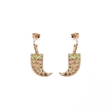 AKASHA Boucles d'oreilles Cornes Tourmalines et Péridot - Argent 925 plaqué Or