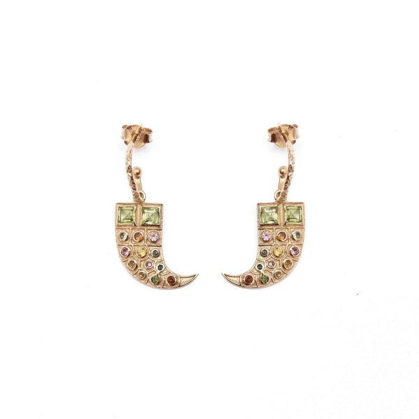 AKASHA Boucles d'oreilles Cornes Tourmalines et Péridot - Argent 925 plaqué Or