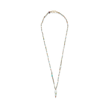 ANAEL Collier Mala Cristal Perle d'Eau Douce Turquoise