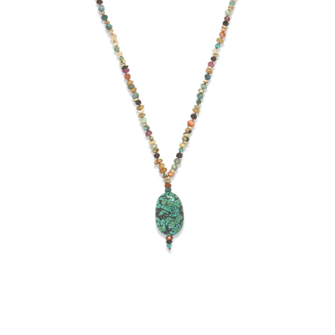 ANAEL Collier Mala Turquoise d'Arizona, mix de pierres