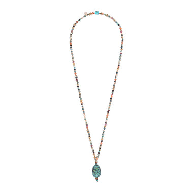ANAEL Collier Mala Turquoise d'Arizona, mix de pierres