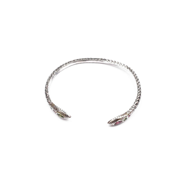 ANGITIA Bracelet Serpent Tourmalines, Argent patiné