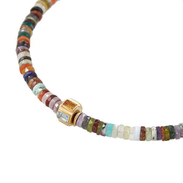 ANILA Collier Multicolore & perle multi-pierres, plaqué or 24 cts