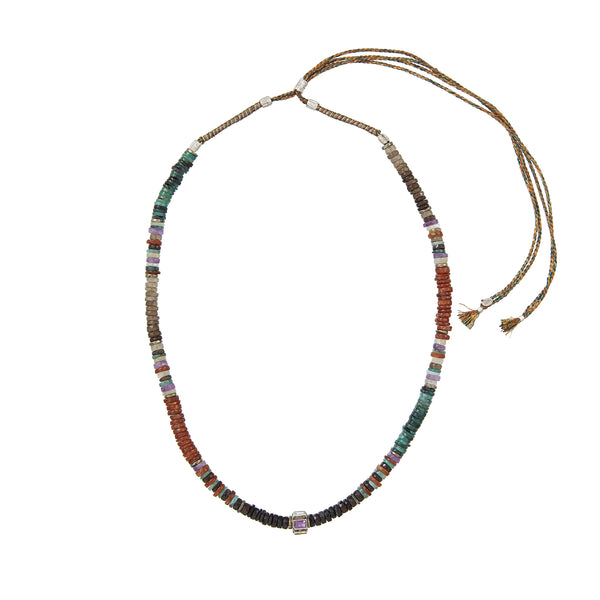 ANILA SILVER Sautoir Multicolore & perle multi-pierres argent