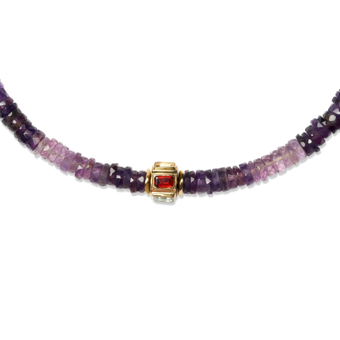 ANILA Collier Améthyste facettée Tie&Dye et perle multi-pierres