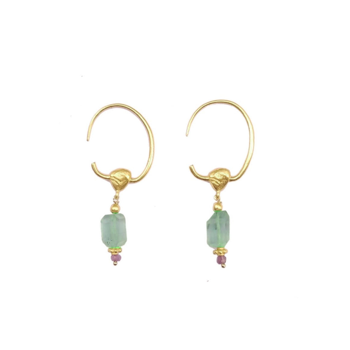 ANNILI Boucles d'oreilles créoles Apatite, Argent doré 24 cts