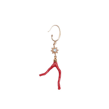 ARISTA Boucle d'oreille unique Corail véritable, Topaze, Argent doré 24 cts