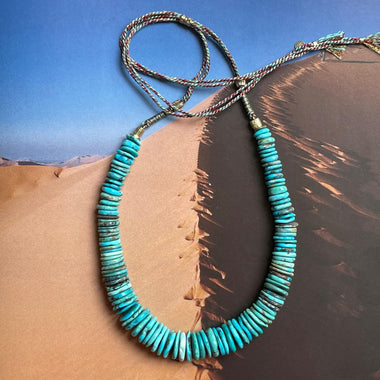 ARIZONA Collier Turquoise bleue finition cordon ou chaîne