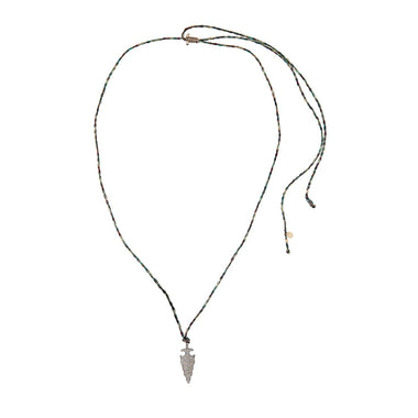 ARROW Collier amulette Flèche Diamants Argent 925, cordon de soie