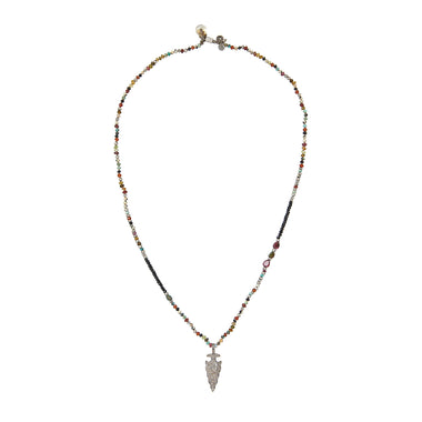 ARROW Sautoir perlé Multi pierres fines, Diamants Argent