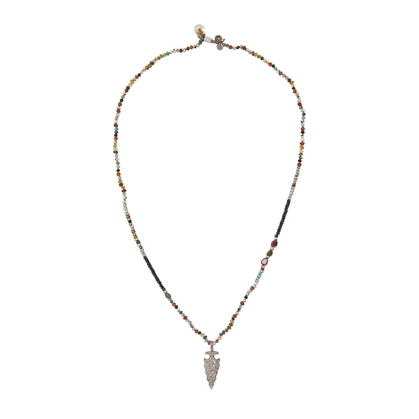 ARROW Sautoir perlé Multi pierres fines, Diamants Argent