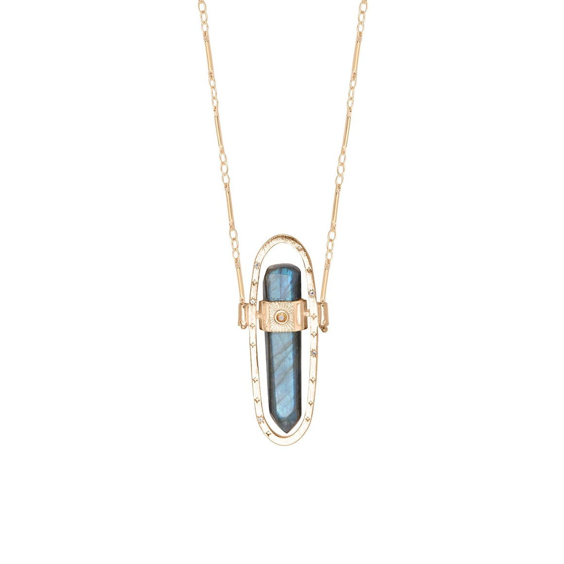 ASTERIA Collier prisme Labradorite, doré 24 cts