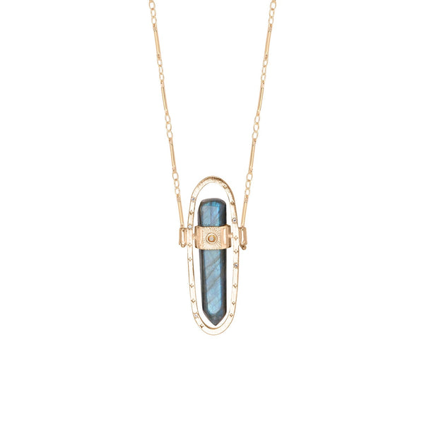 ASTERIA Collier prisme Labradorite, doré 24 cts