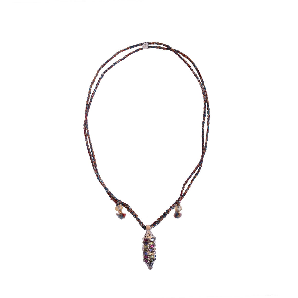 ASTRA collier multi-pierres Argent, cordon de soie