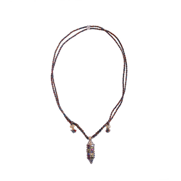 ASTRA collier multi-pierres Argent, cordon de soie