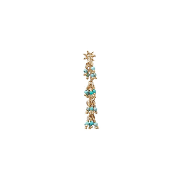 ALMA Boucle d'Oreille Unique Turquoise - doré 24 cts