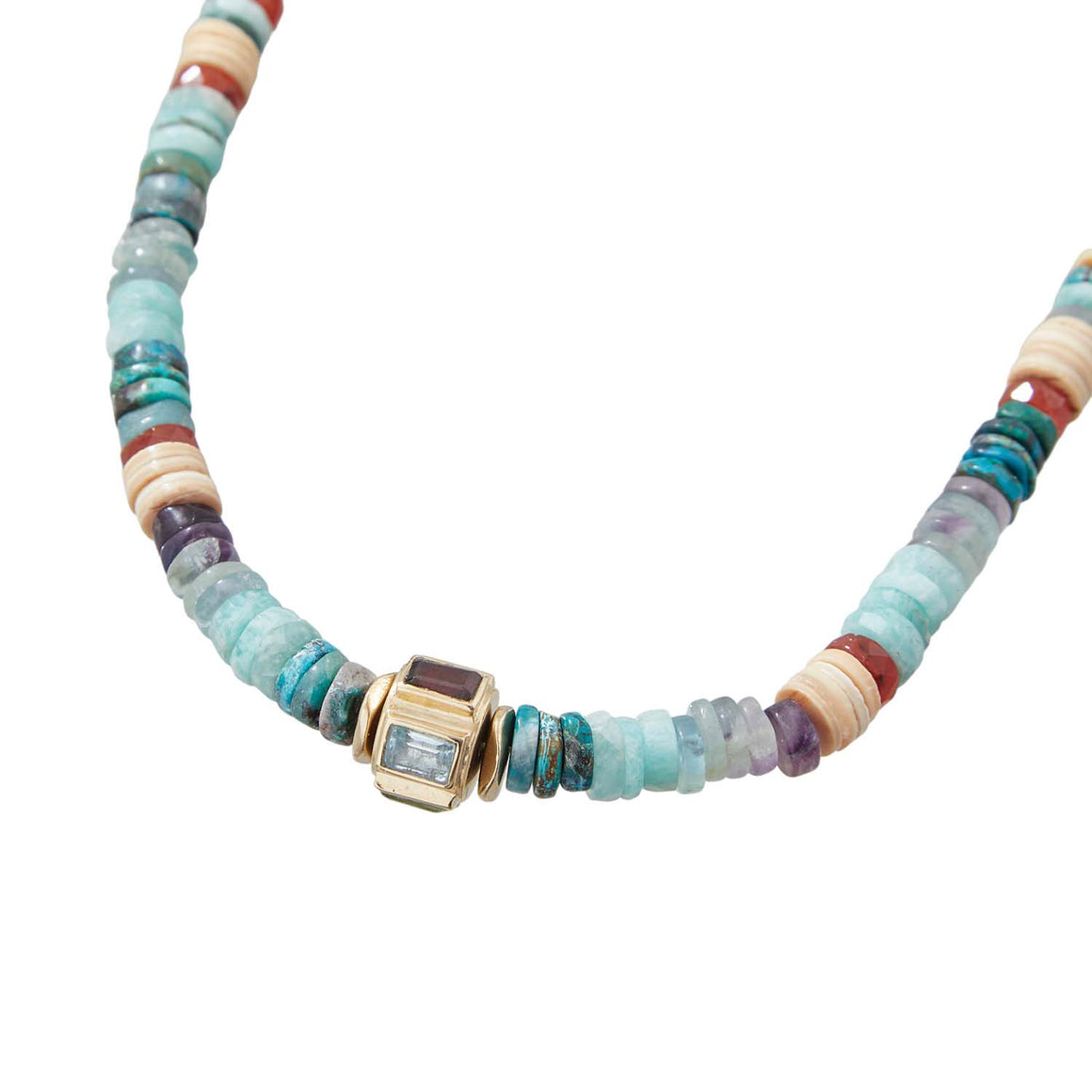 ANILA Collier multicolore, Amazonite, Perle multi-pierres