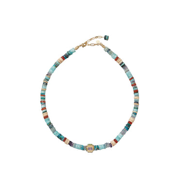 ANILA Collier multicolore, Amazonite, Perle multi-pierres