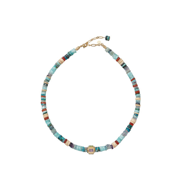 ANILA Collier multicolore, Amazonite, Perle multi-pierres