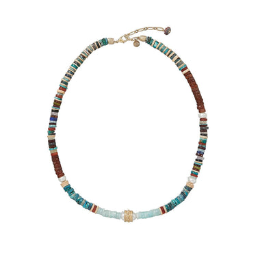 BAHAMAS Collier multi-pierres, Perle d'Eau Douce, Argent plaqué Or 24 cts