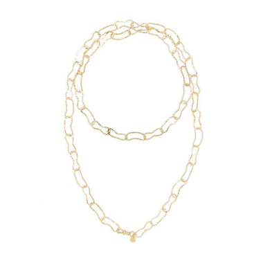 BEAN chaîne maillons martelés en Argent 925 plaqué or - 90cm