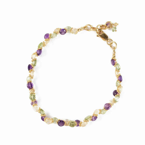 BENGALI Bracelet Améthyste Péridot Citrine argent 925 plaqué Or