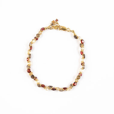 BENGALI Bracelet Topaze fumée, Citrine, Grenat - Argent 925 plaqué Or