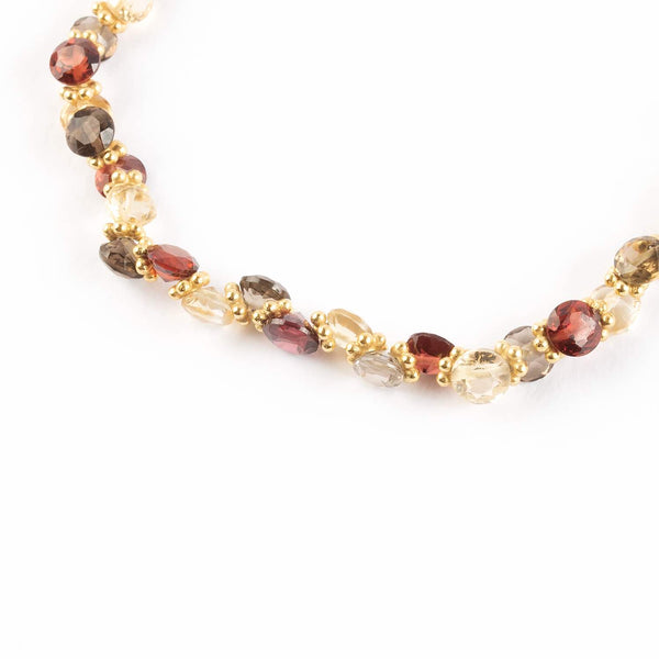 BENGALI Bracelet Topaze fumée, Citrine, Grenat - Argent 925 plaqué Or