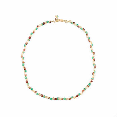 BENGALI Collier Grenat, Onyx vert, Citrine - Argent 925 plaqué or