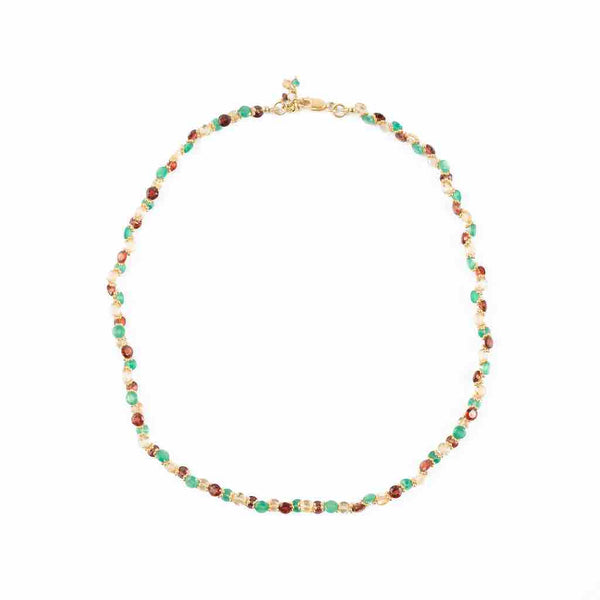 BENGALI Collier Grenat, Onyx vert, Citrine - Argent 925 plaqué or