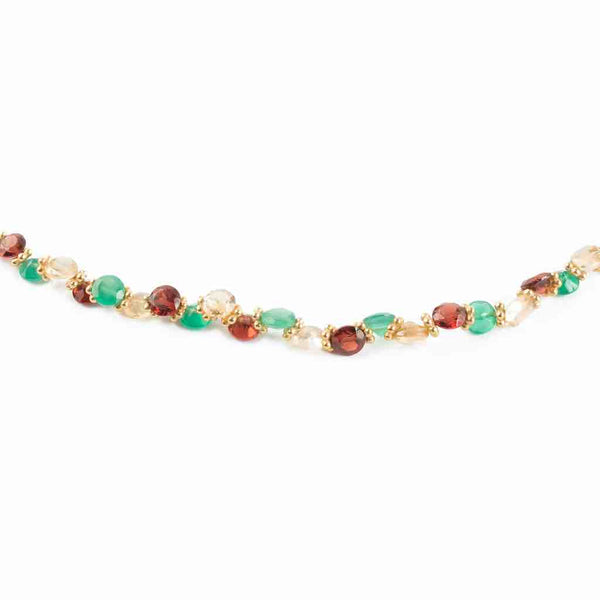 BENGALI Collier Grenat, Onyx vert, Citrine - Argent 925 plaqué or