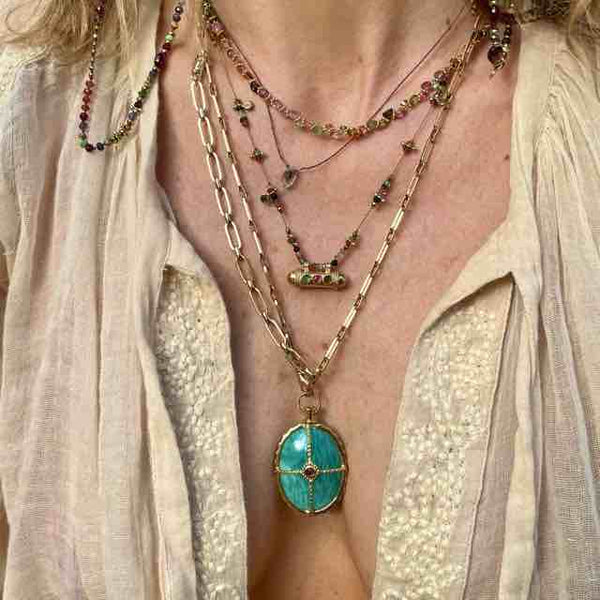 BENGALI Collier Tourmalines - Argent plaqué or