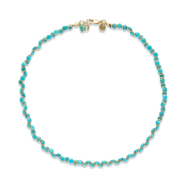 BENGALI Collier, Turquoise d'Arizona, Argent plaqué or 24 cts