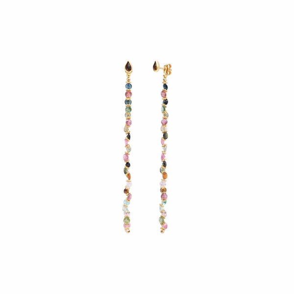 BENGALI Boucles d'oreilles Tourmalines - Argent 925 plaqué Or