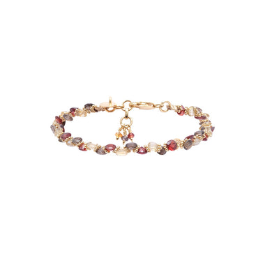 BENGALI Bracelet Topaze fumée, Citrine, Grenat - Argent 925 plaqué Or