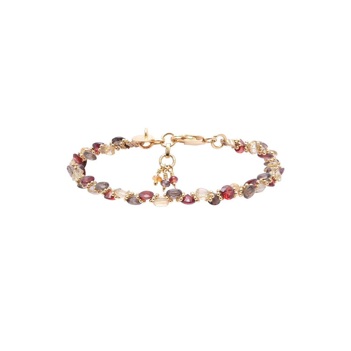 BENGALI Bracelet Topaze fumée, Citrine, Grenat - Argent 925 plaqué Or