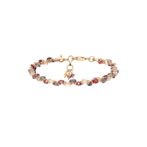 BENGALI Bracelet Topaze fumée, Citrine, Grenat - Argent 925 plaqué Or