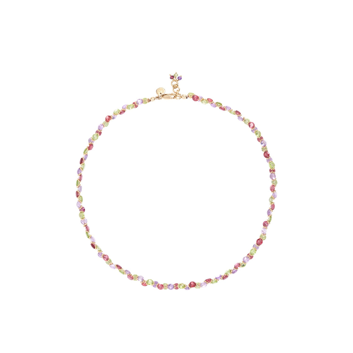 BENGALI Collier Améthyste, Péridot, Grenat, Argent plaqué or 24 cts