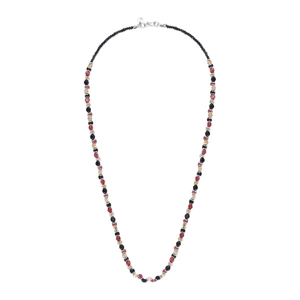BENGALI Collier, Citrine, Grenat, Spinelle Noire, Argent patiné