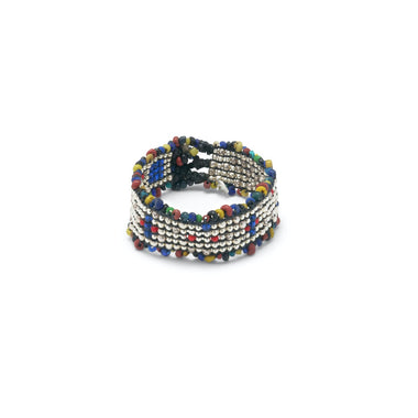 BIANCA RAINBOW Bracelet unisexe tissé, perles Argent et rocailles multicolores