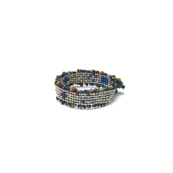 BIANCA RAINBOW Bracelet unisexe tissé, perles Argent et rocailles multicolores